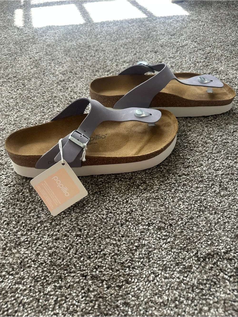 Papillio by Birkenstock- Lavender Platform Thong Sandals with Adjustable Buckle